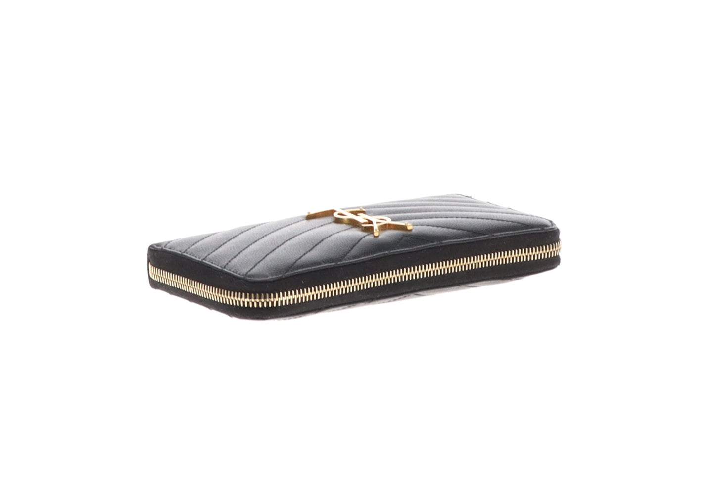 Saint Laurent Cassandre Long Zipped Wallet Black GHW