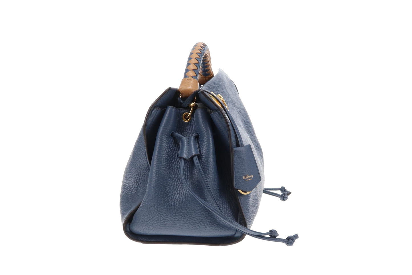 Mulberry Iris Large Heavy Grain Leather Steel Blue with Apricot Handle