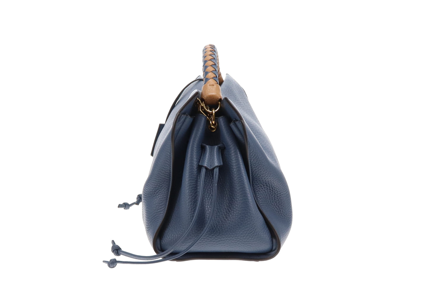 Mulberry Iris Large Heavy Grain Leather Steel Blue with Apricot Handle