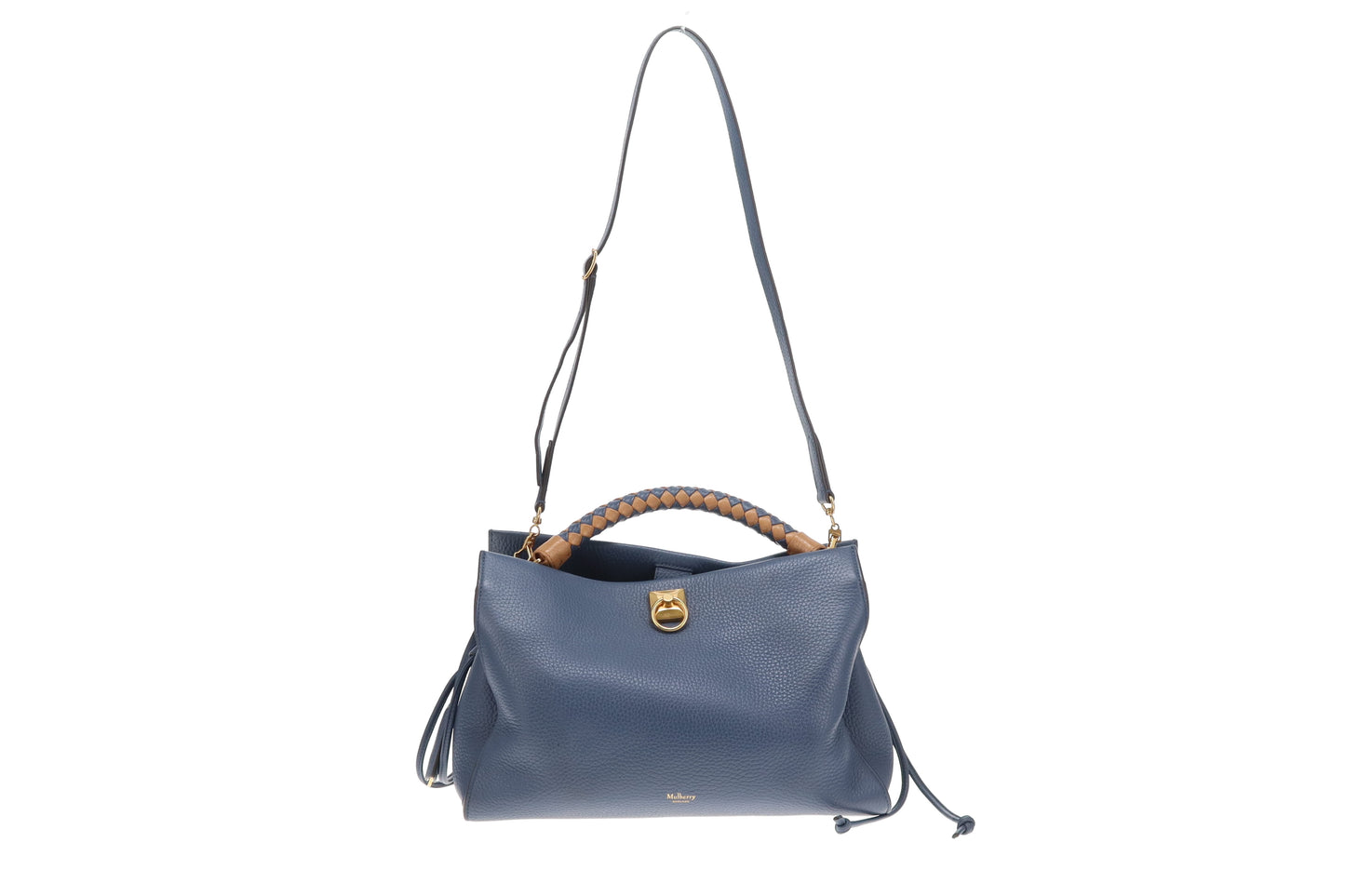 Mulberry Iris Large Heavy Grain Leather Steel Blue with Apricot Handle