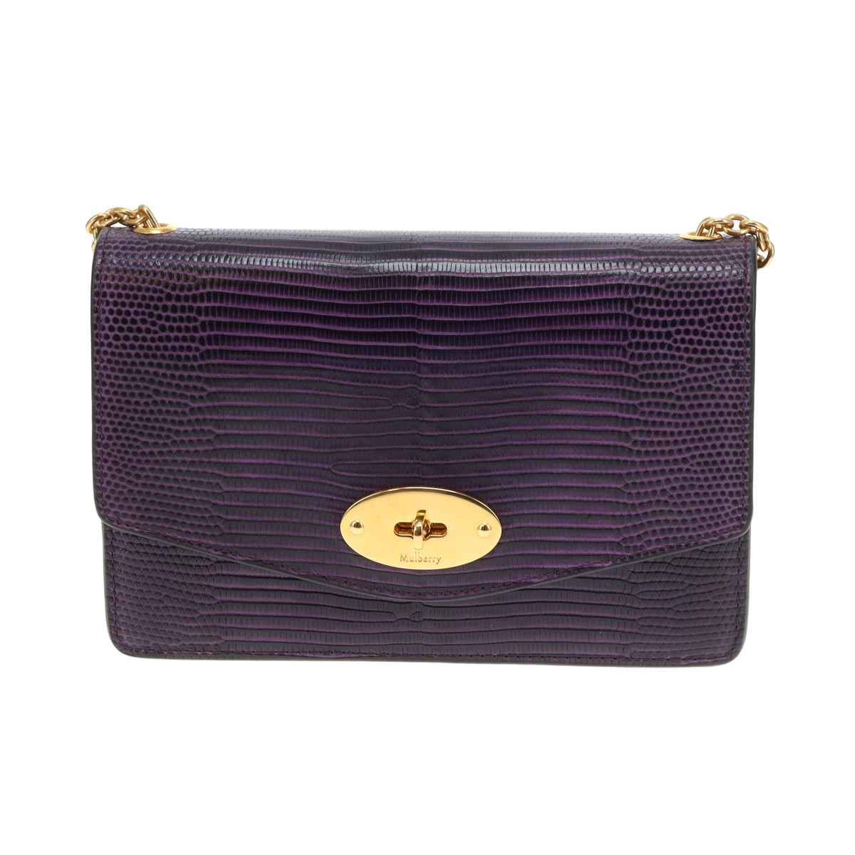 Mulberry Darley Small Lizard Embossed Purple GHW
