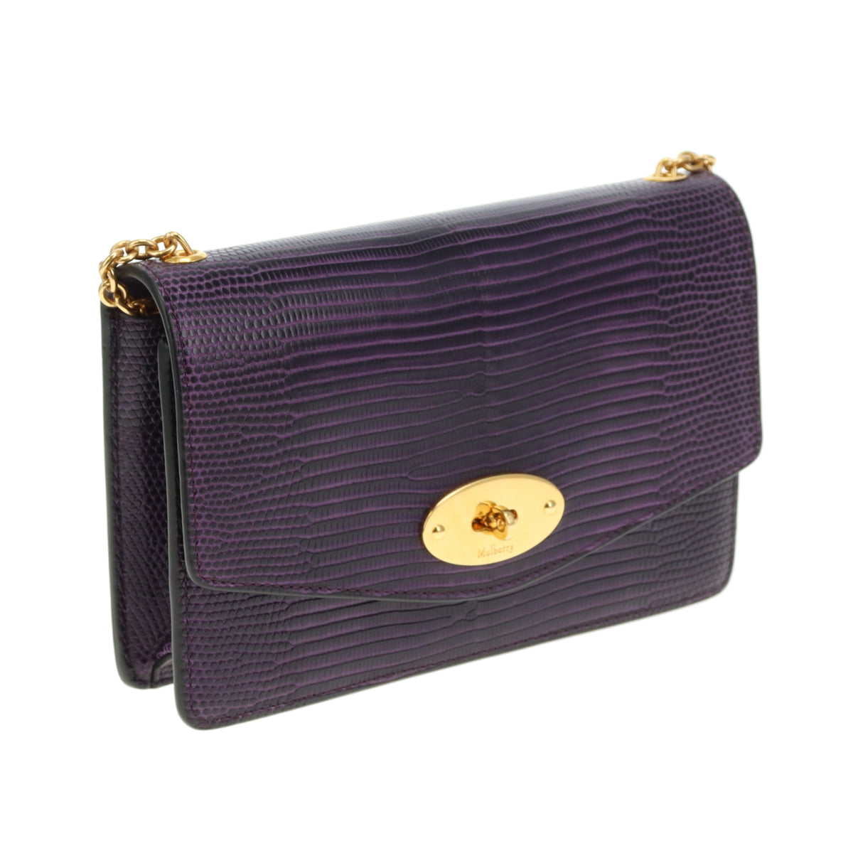 Mulberry Darley Small Lizard Embossed Purple GHW