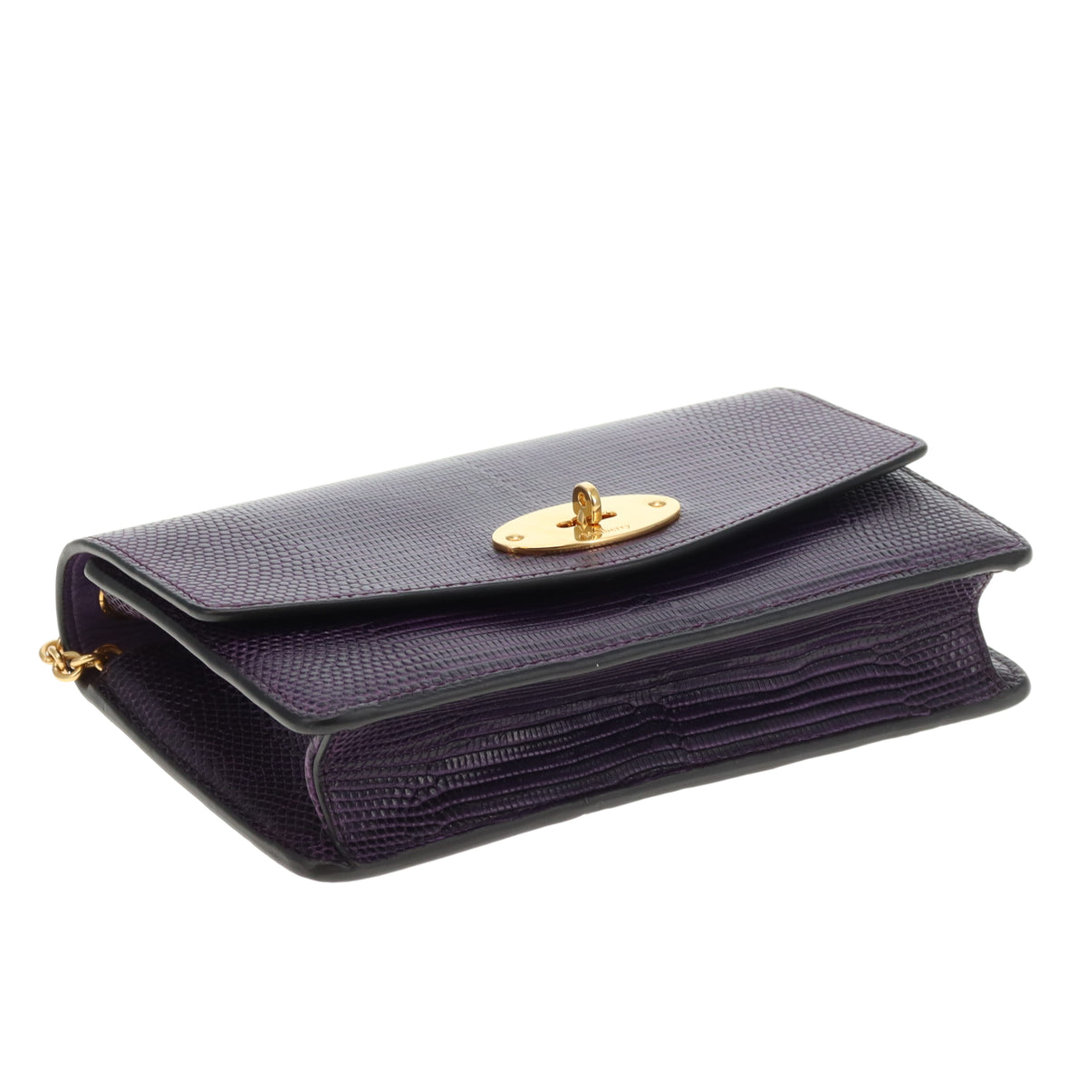 Mulberry Darley Small Lizard Embossed Purple GHW