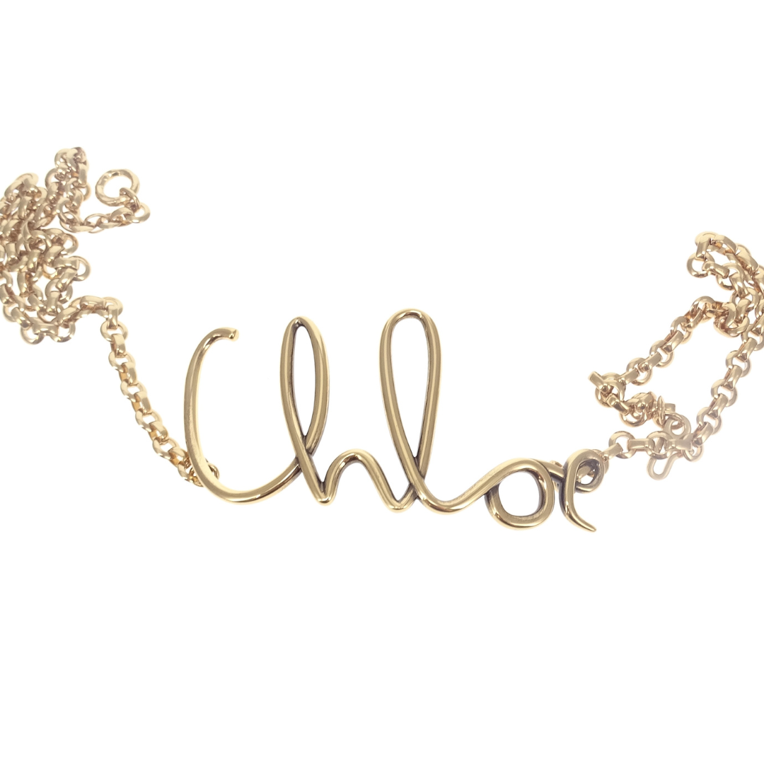 Chloe Script Logo Chain Belt Brass