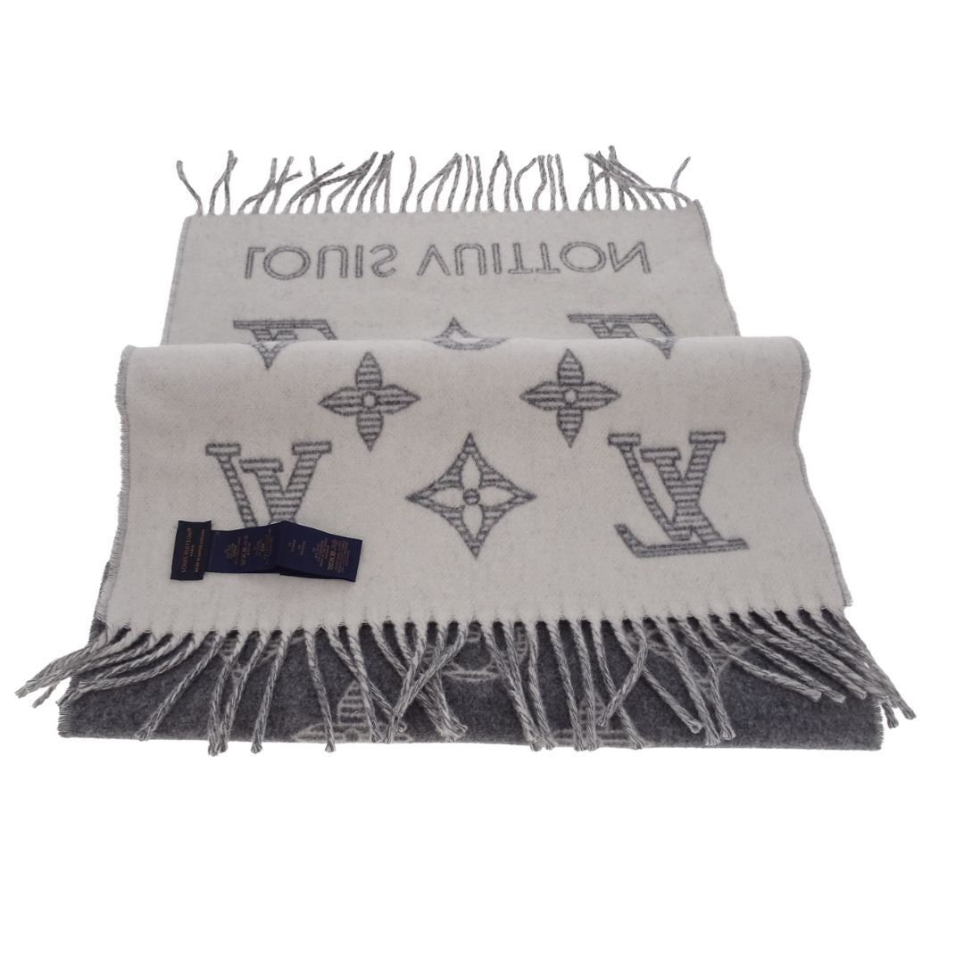 Louis Vuitton Shadow Scarf Grey 90% Wool 10% Cashmere
