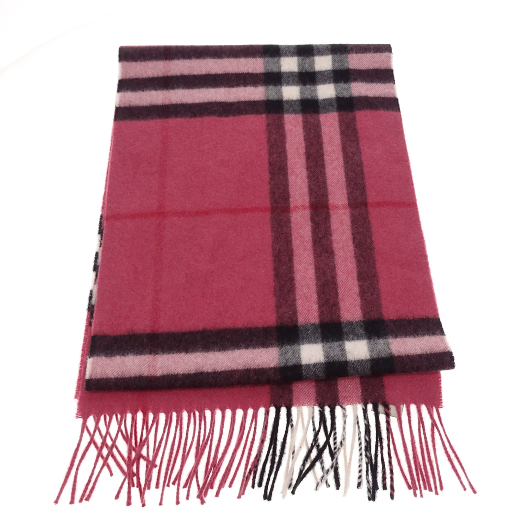 Burberry Check Scarf Pink 100% Cashmere