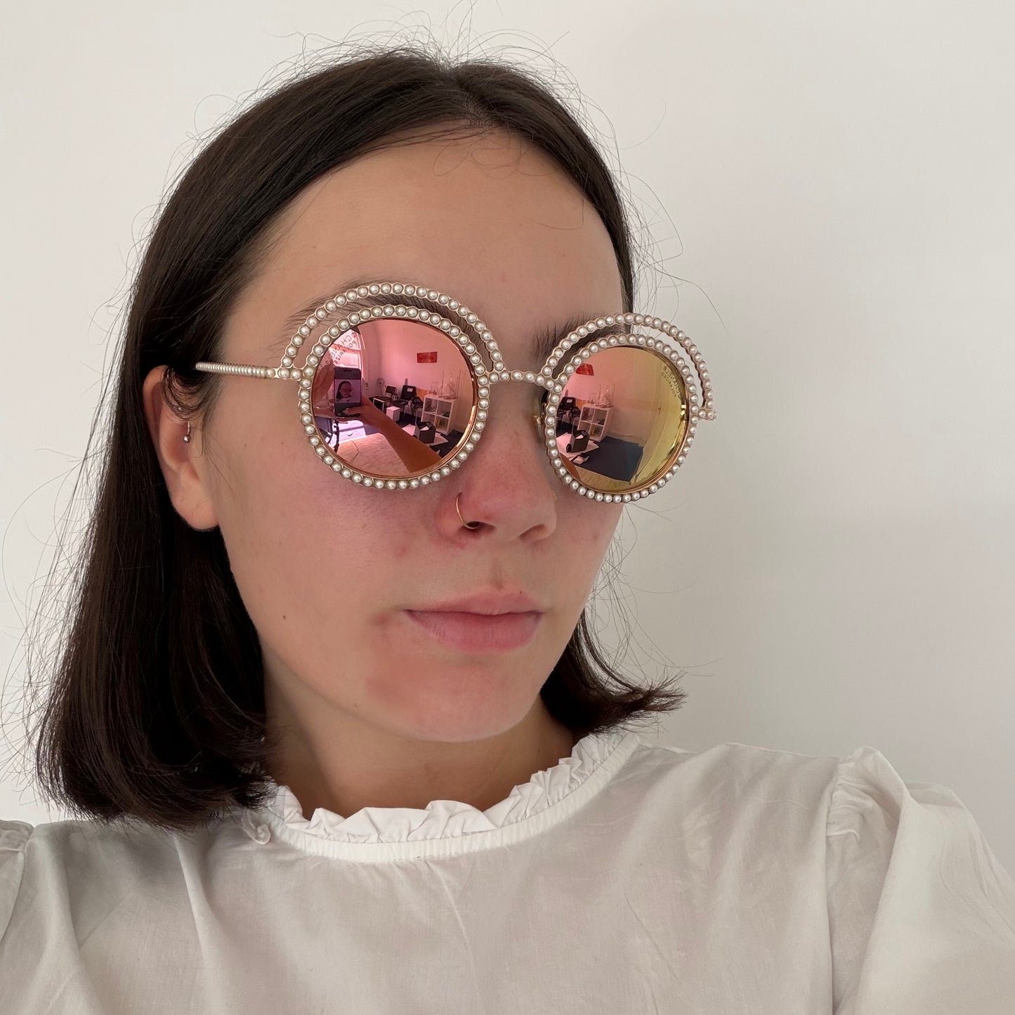 Chanel 9521H Pearl Round Polarized Sunglasses Pink