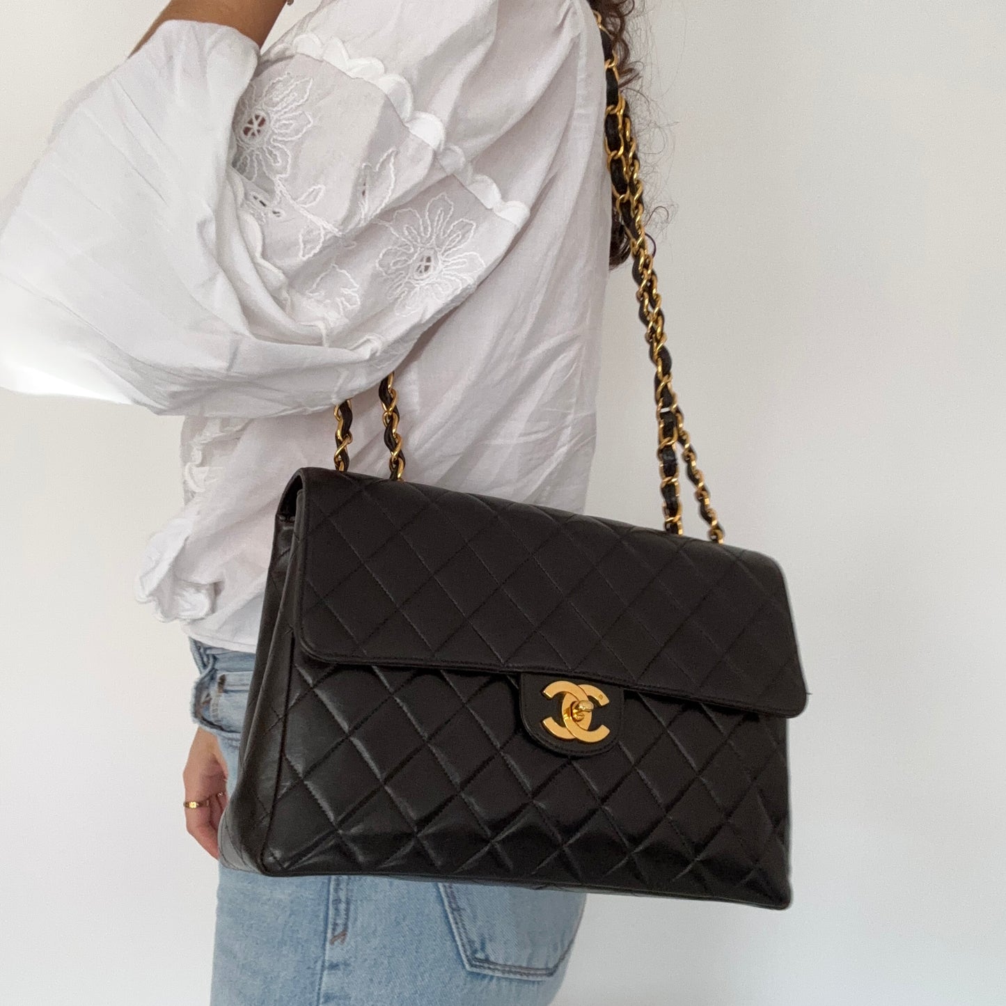 Chanel Classic Jumbo Single Flap Vintage Black Lambskin GHW 96/97