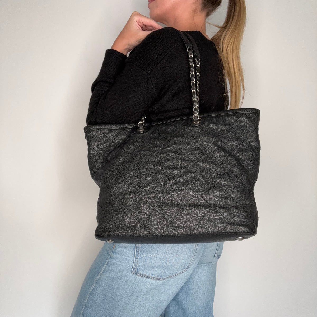 Chanel Daily Shopping Tote Black SHW 2014/15