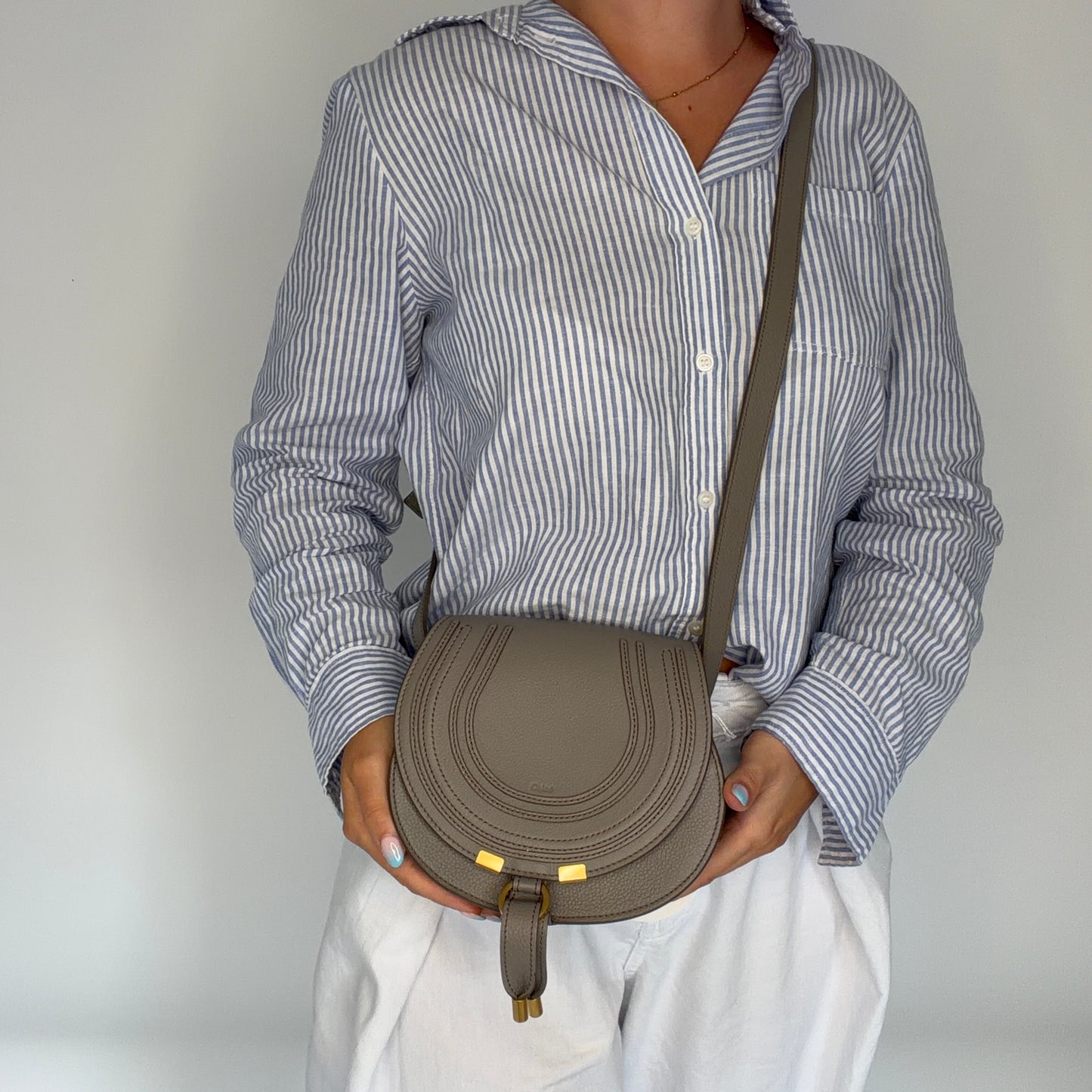 Chloe Marcie Saddle Bag Small Cashmere Grey