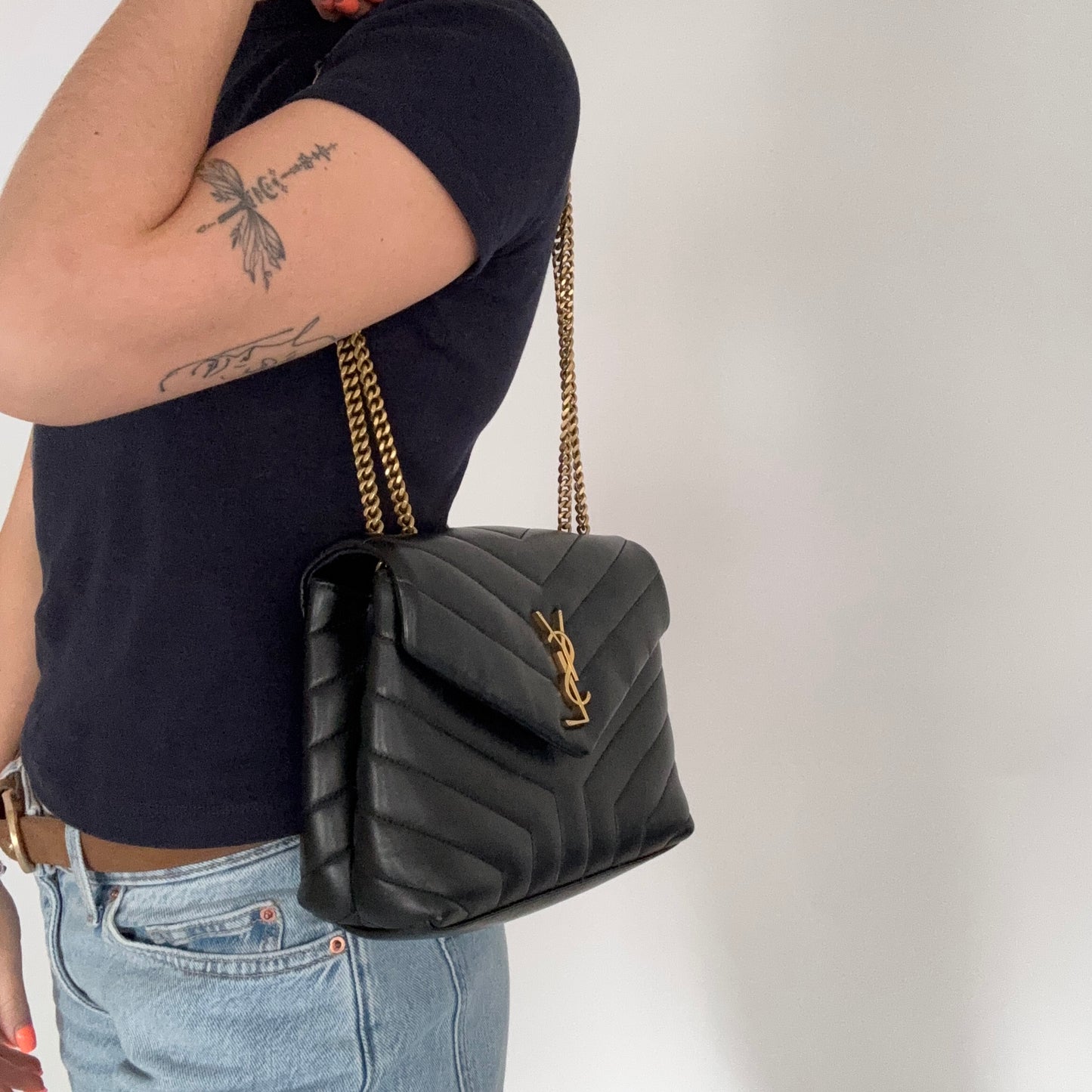 Saint Laurent Loulou Small Black Gold Hardware