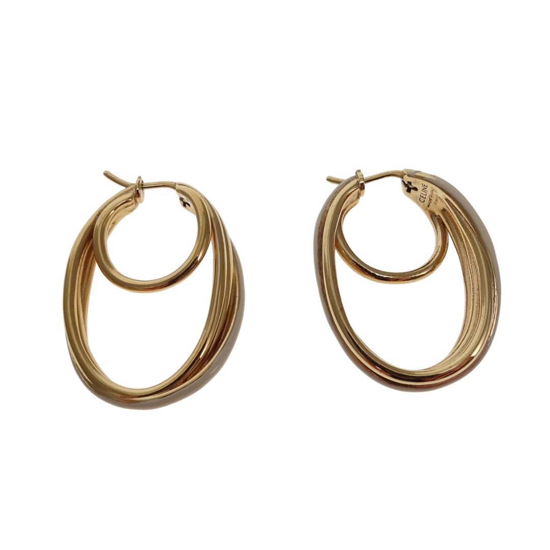 Celine Hoop Earrings Goldtone and Enamel