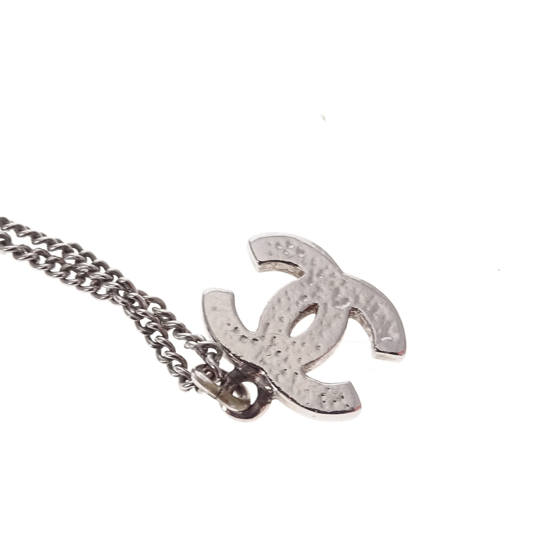 Chanel CC Strass Silvertone Small Pendant Necklace 2009