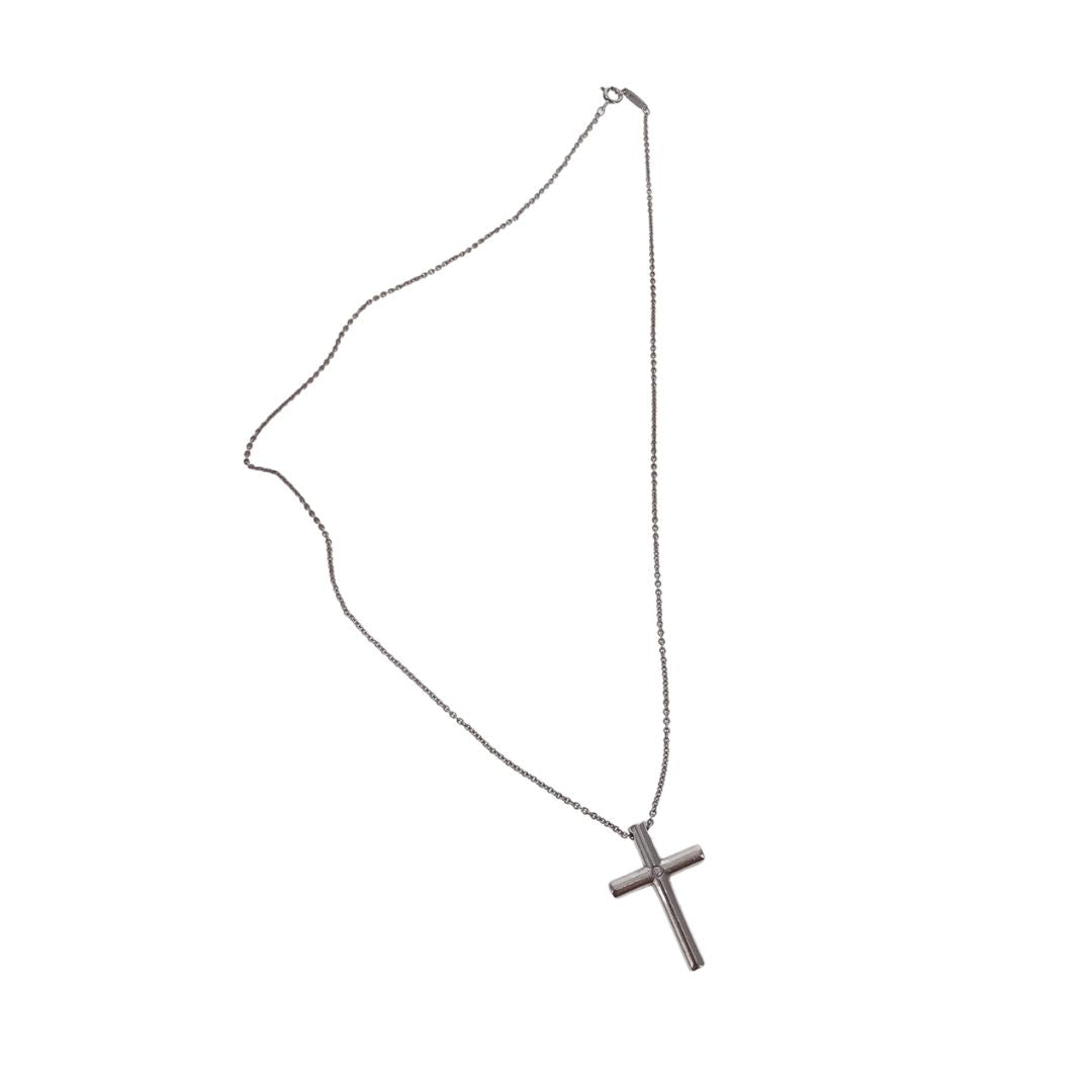 Tiffany & Co Cross Pendant On Chain By Elsa Peretti Sterling Silver