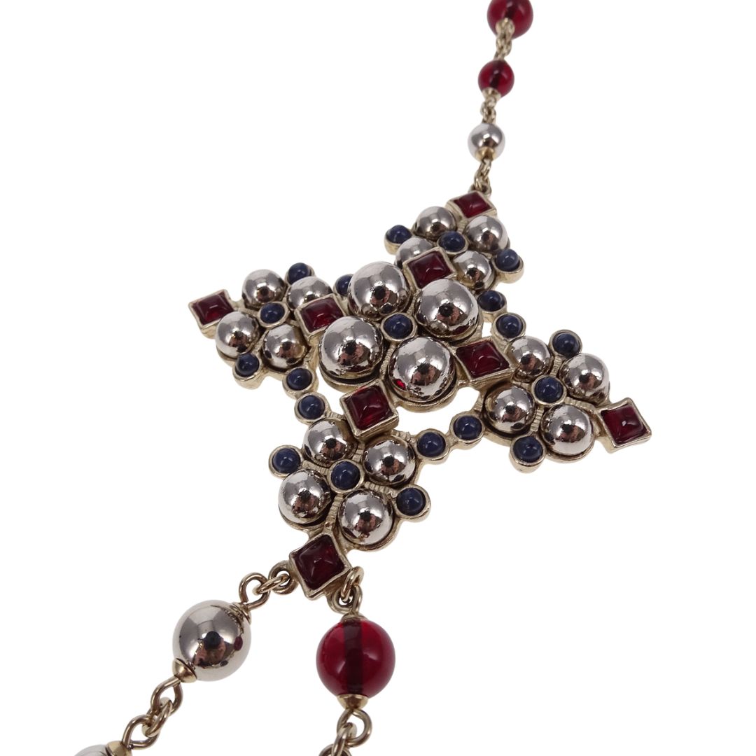 Chanel A16 Gripoix Goldtone Metal Bead And Jewel