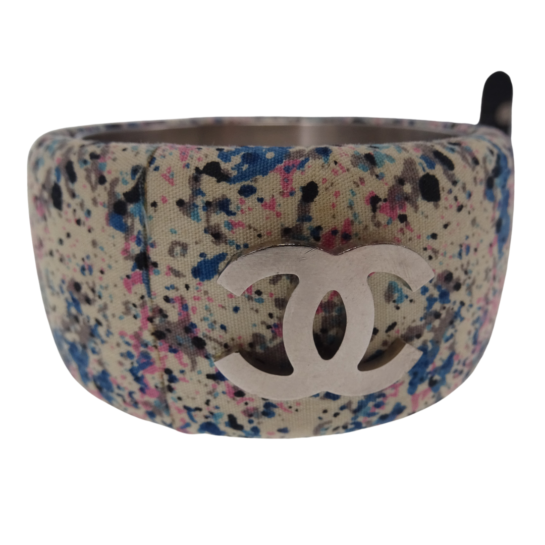 Chanel Multi Fabric Covered Bangle with CC Runway Sample