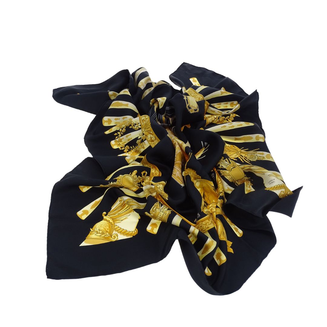 Hermes La Marine A Rames 90cm Silk Scarf Vintage