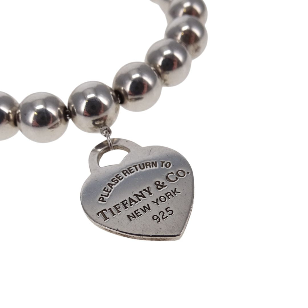 Tiffany & Co RTT Heart Tag Beaded Bracelet Sterling Silver