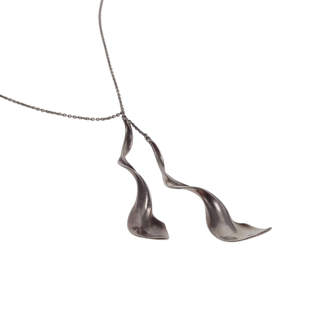 Tiffany & Co Double Orchid Frank Gehry Pendant Necklace Sterling Silver
