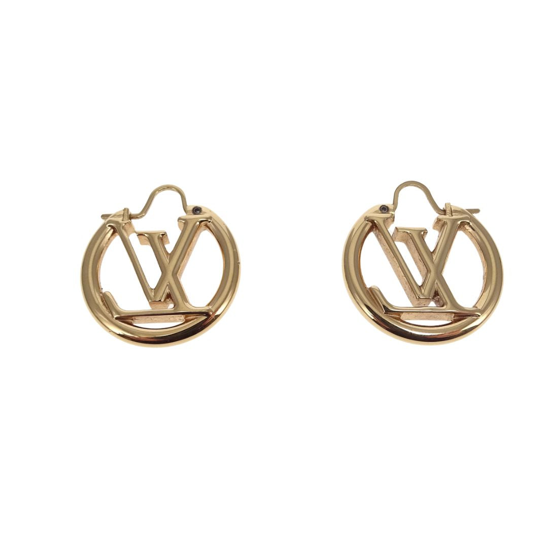 Louis Vuitton Louise PM Hoop Earrings Goldtone