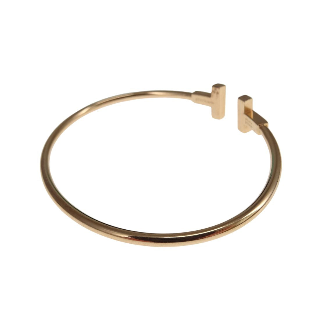 Tiffany & Co T Wire Bracelet 18k Rose Gold and Diamond