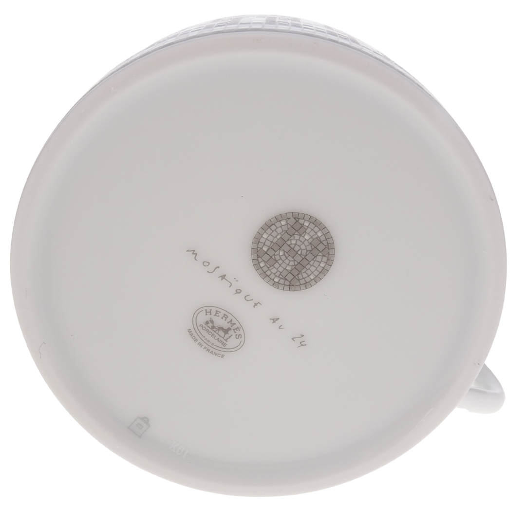 Hermes Mosaique au 24 Platinum Tea Cup and Saucer x2