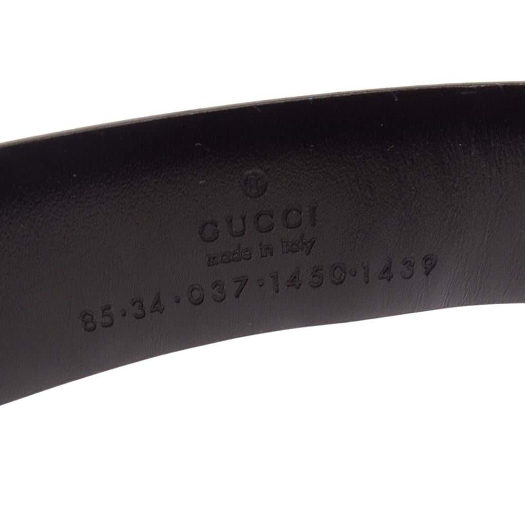 Gucci G Belt In Black Patent Leather 85/34