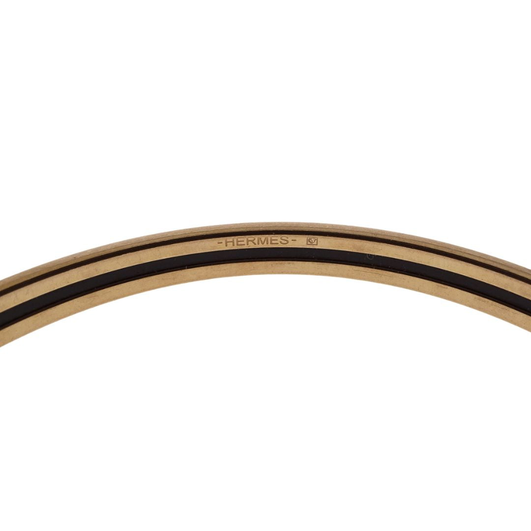 Hermes Uni Bangle In Gold And Creme Extra Narrow