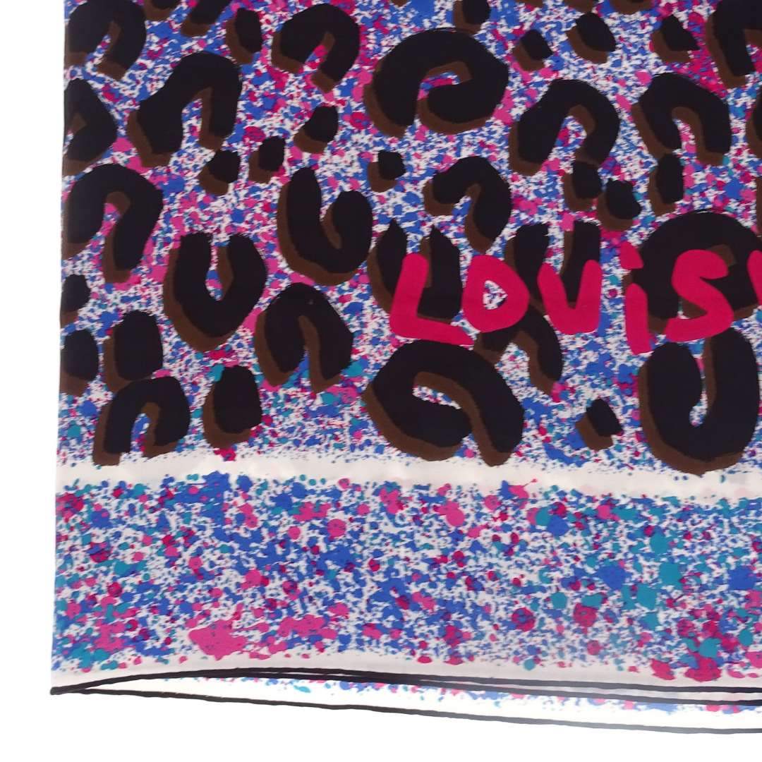 Louis Vuitton Large Silk Scarf Rare Stephen Sprouse Collection Leopard