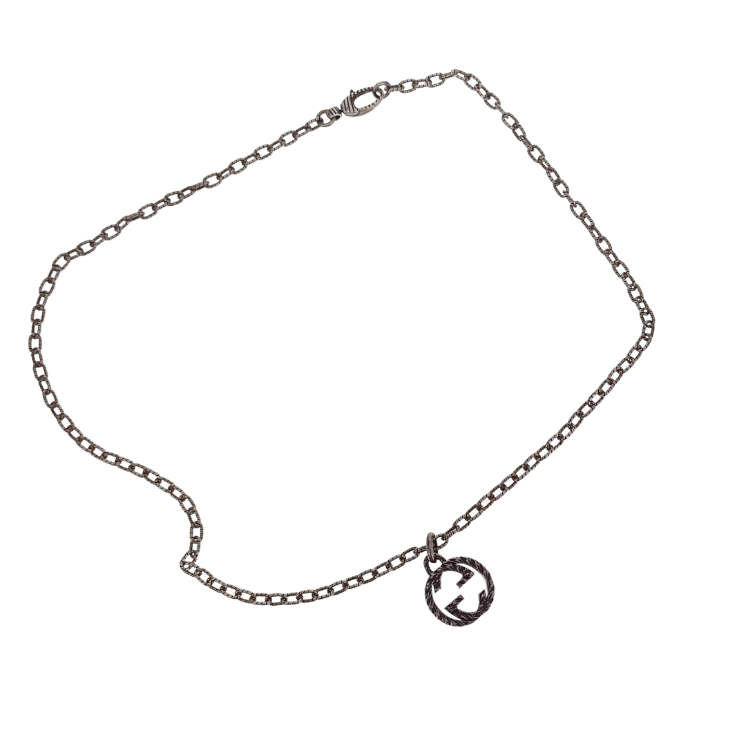 Gucci Interlocking Pendant Necklace In Antiqued Metal