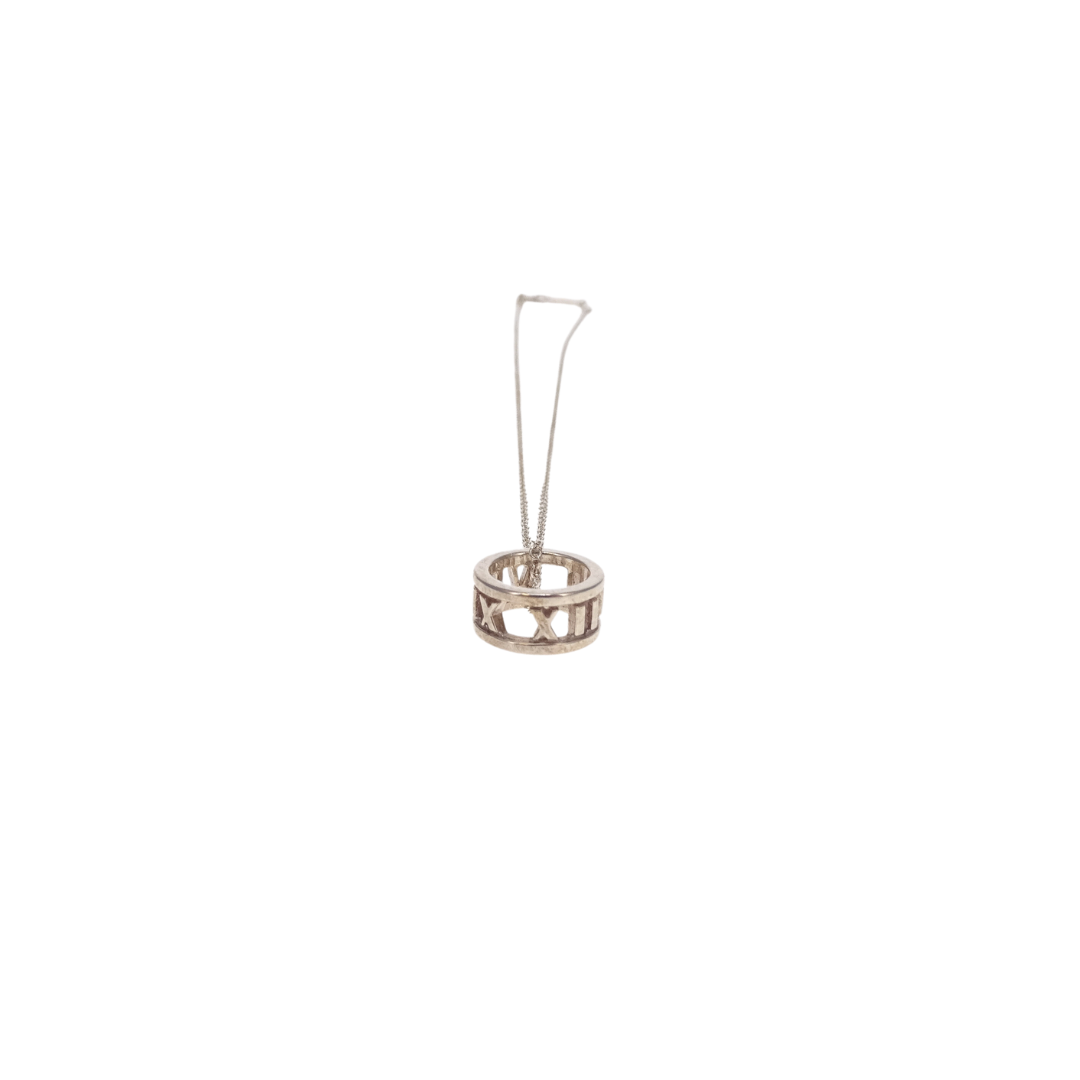 Tiffany & Co Sterling Silver Atlas Collection Roman Numerals Pendant