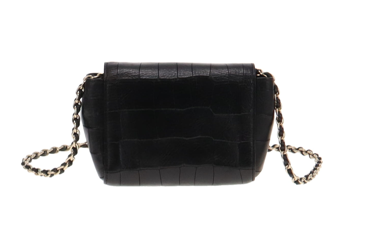 Mulberry Black Croc Embossed Leather Mini Lily