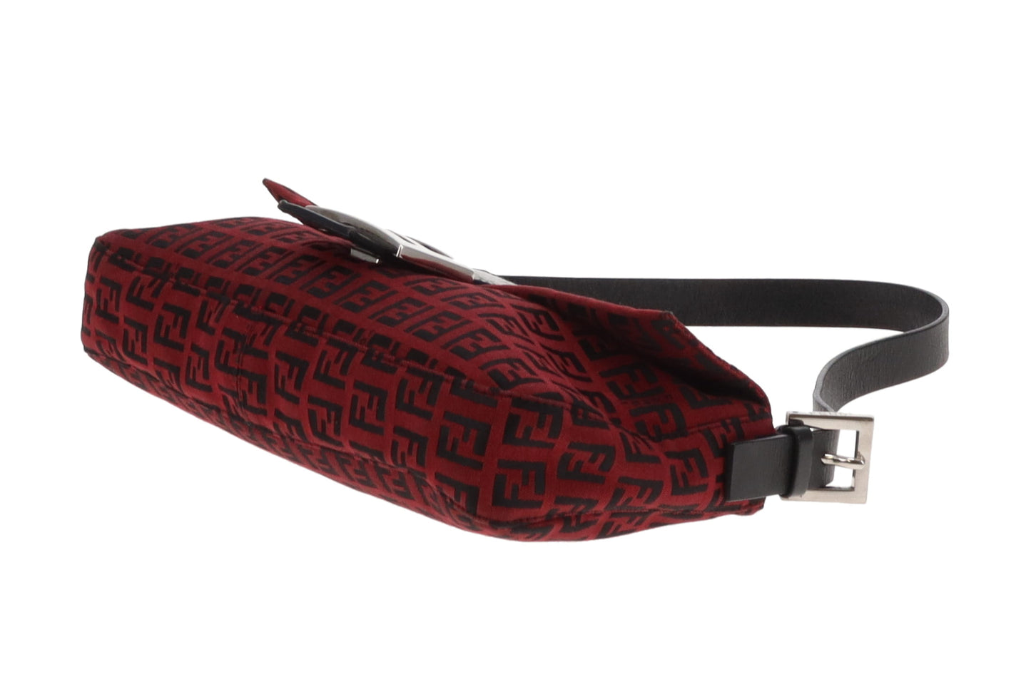 Fendi Baguette Red Zucchino and Black Leather Trim