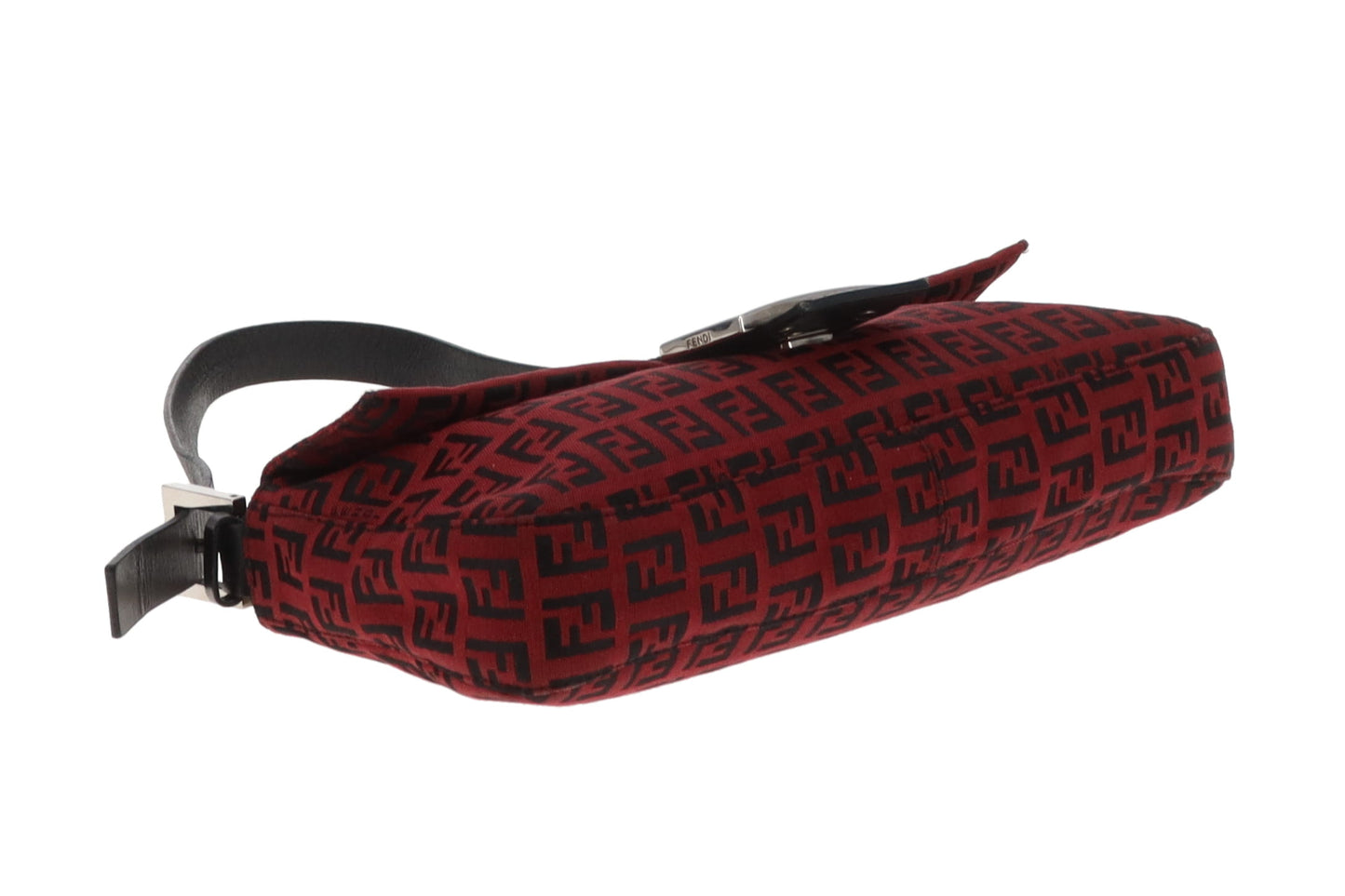 Fendi Baguette Red Zucchino and Black Leather Trim