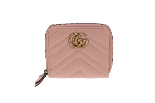 Gucci Pink Compact Leather Small Zipped Wallet