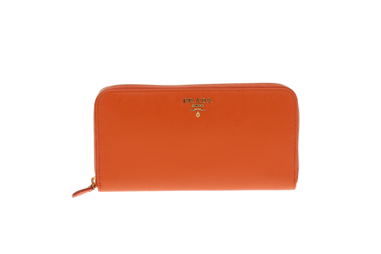 Prada Long Zipped Wallet Orange Saffiano