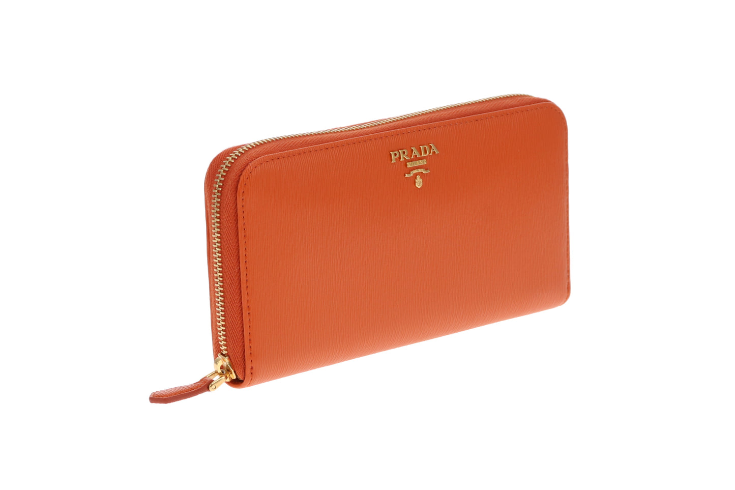 Prada Long Zipped Wallet Orange Saffiano