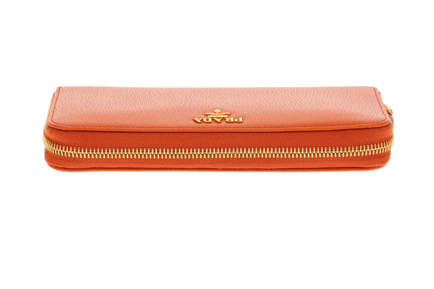 Prada Long Zipped Wallet Orange Saffiano