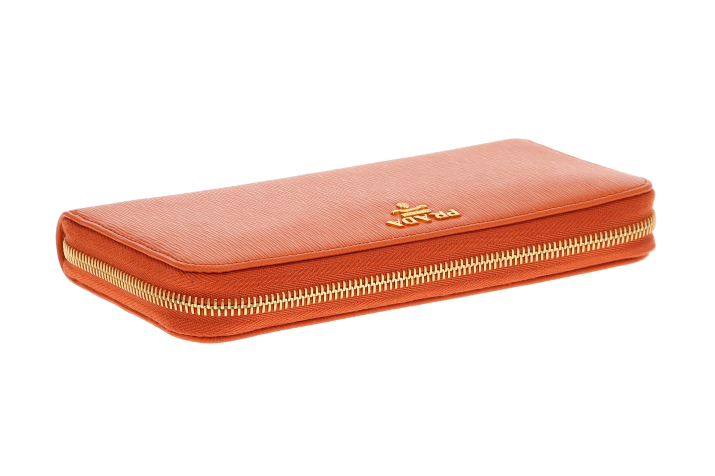 Prada Long Zipped Wallet Orange Saffiano