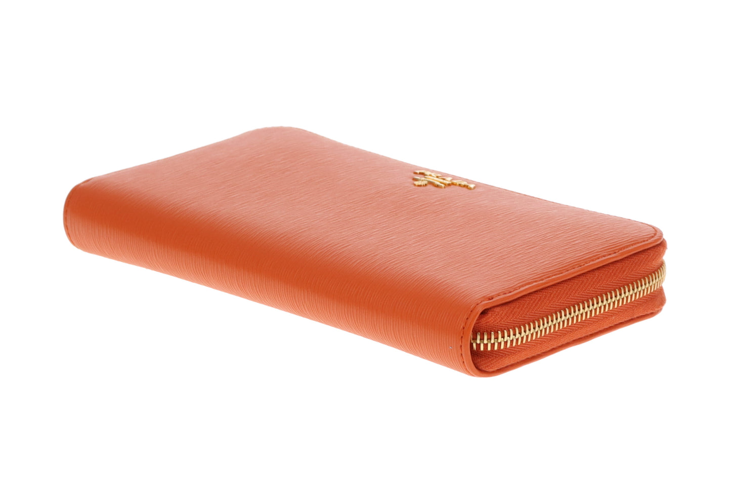 Prada Long Zipped Wallet Orange Saffiano
