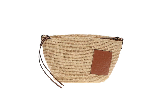 Loewe Slit Pochette Bag in Raffia and Calfskin