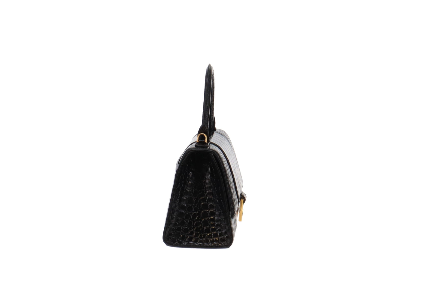 Balenciaga Hourglass Small Black Crocodile Embossed Leather GH RRP €2350