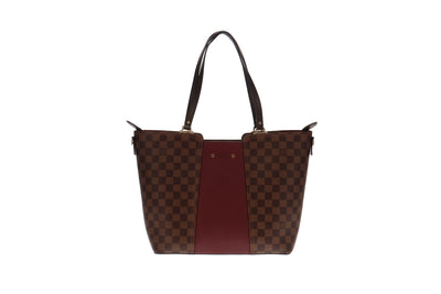 Louis Vuitton Damier Ebene Bordeaux Jersey Tote Bag FL1118 (missing long strap)