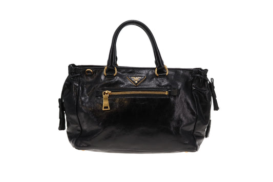 Prada Vitello Shine Black Tote