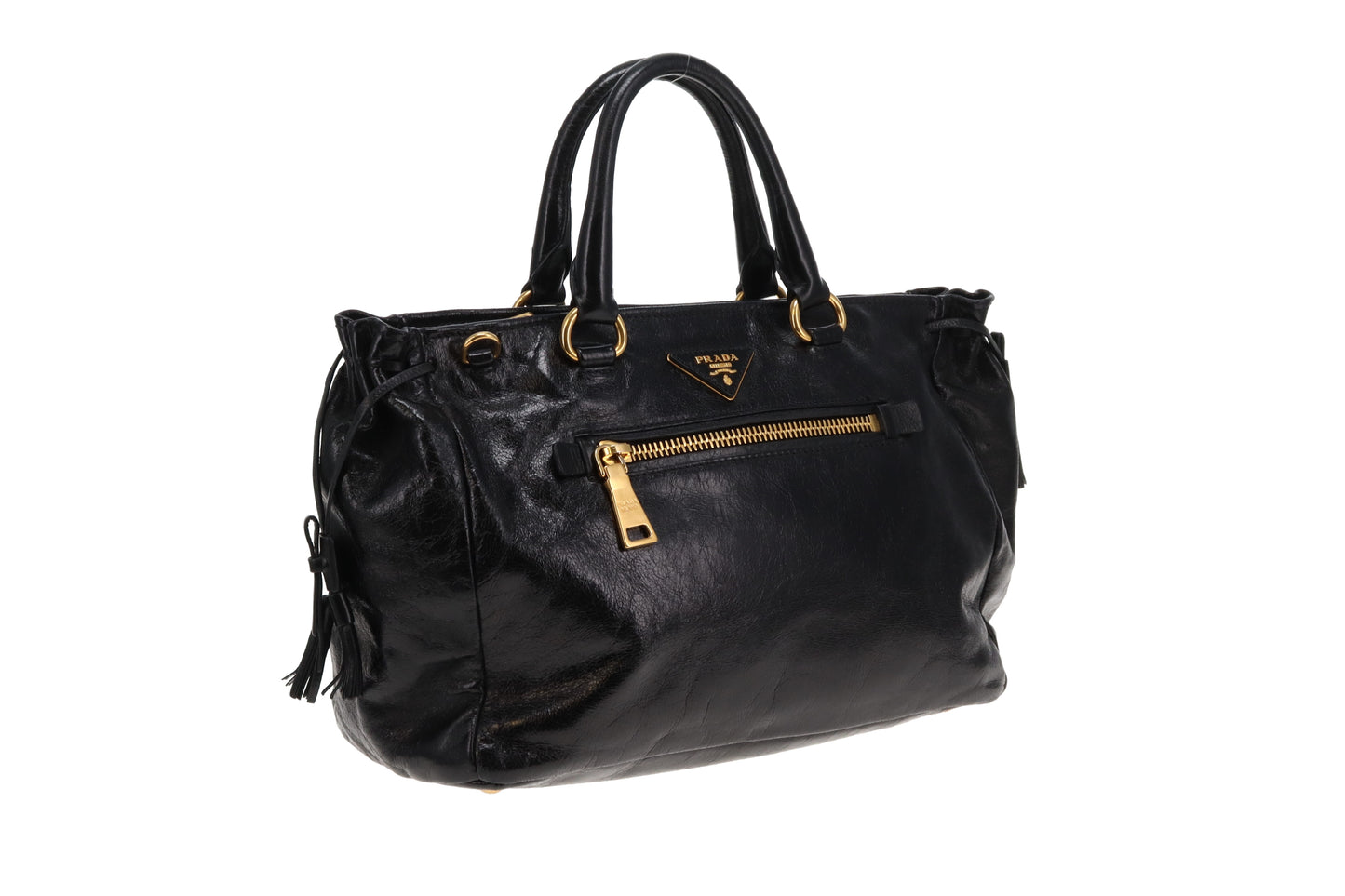 Prada Vitello Shine Black Tote
