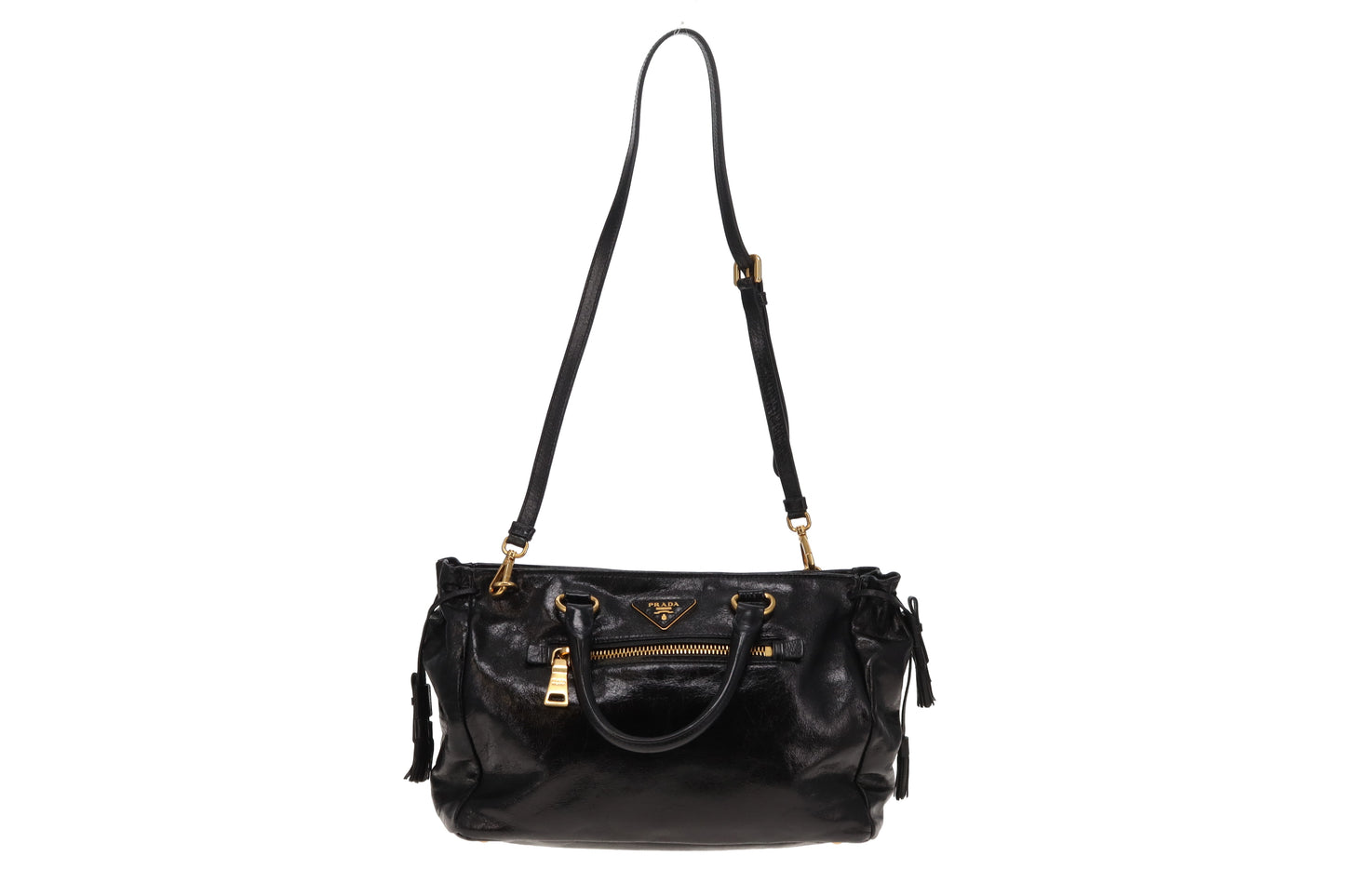 Prada Vitello Shine Black Tote