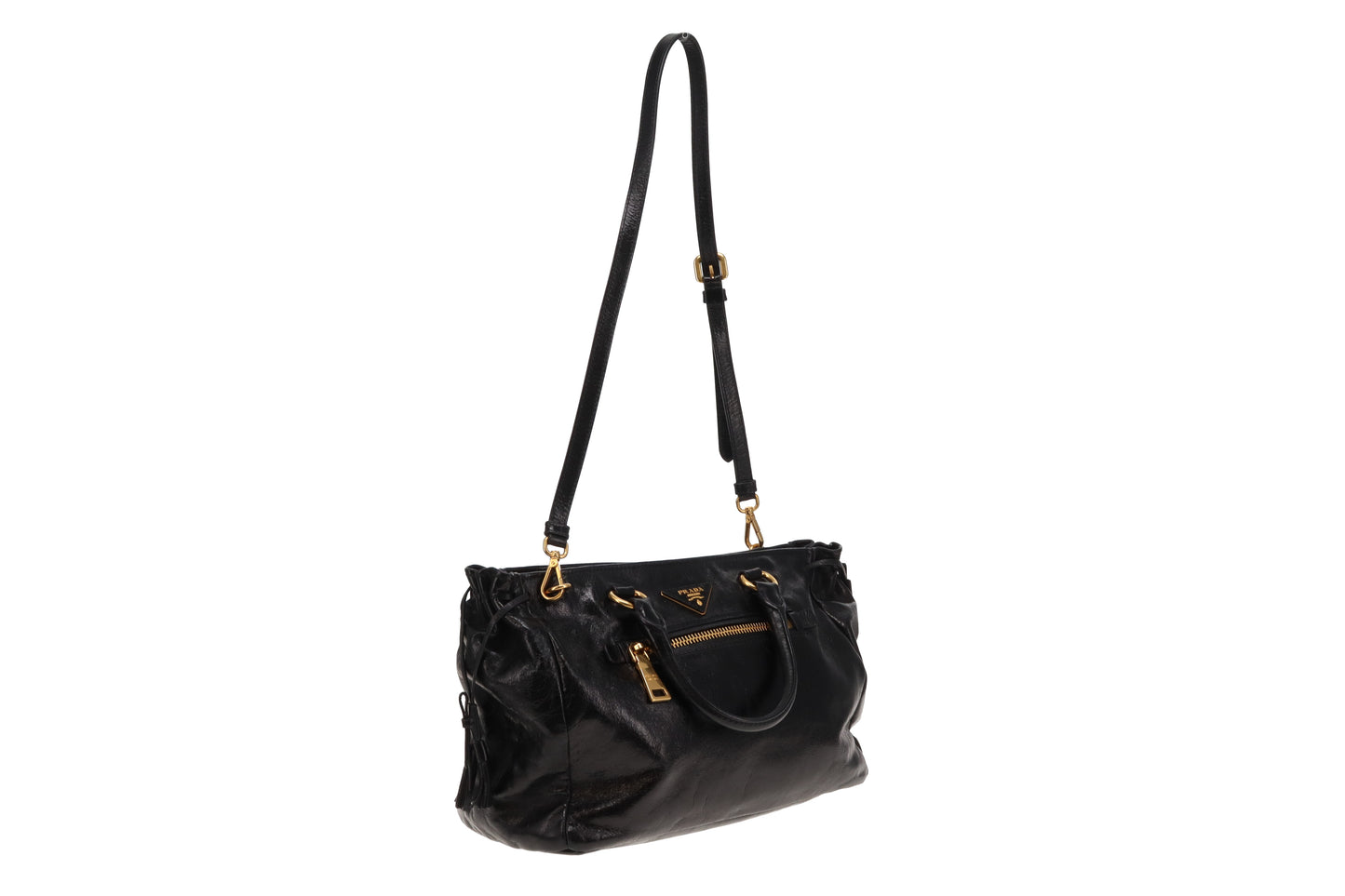 Prada Vitello Shine Black Tote