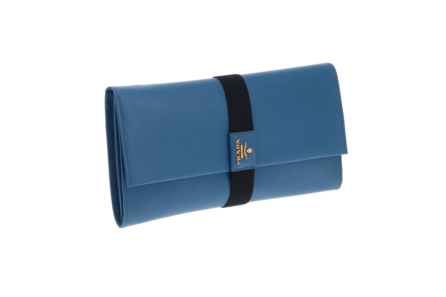 Prada Saffiano Metal Cobalto Long Clutch