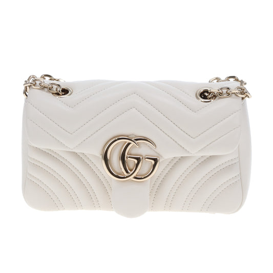 Gucci Marmont Small Flap (new model) White GHW