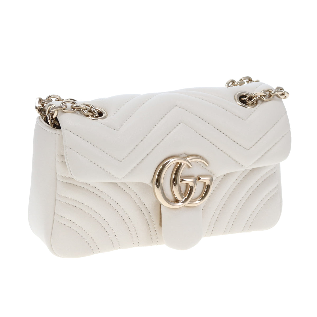 Gucci Marmont Small Flap (new model) White GHW